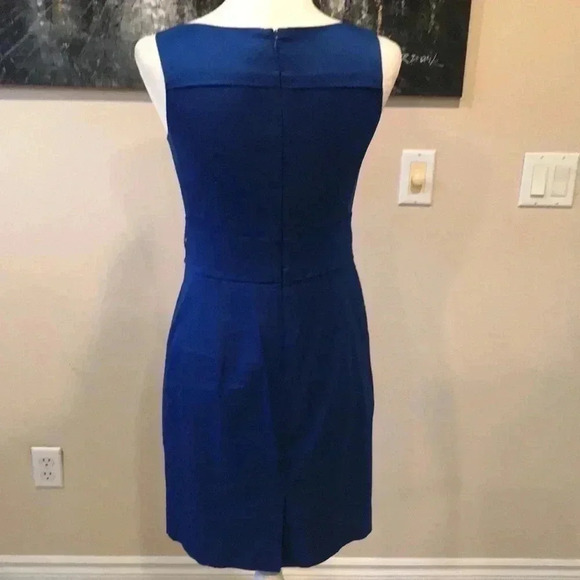 Ann Taylor  Cobalt Blue Crew Neck Sleeveless Shift Dress w/zipper accents-4P - Picture 2 of 9